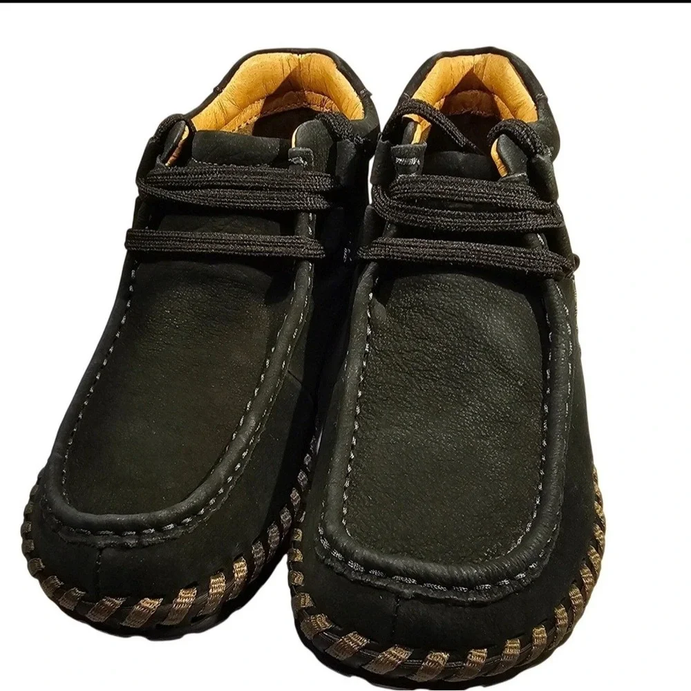 Bernie Mev Tampa Chukkas Black Leather Memory Foam Ankle Boots Size 39 8 New NWB